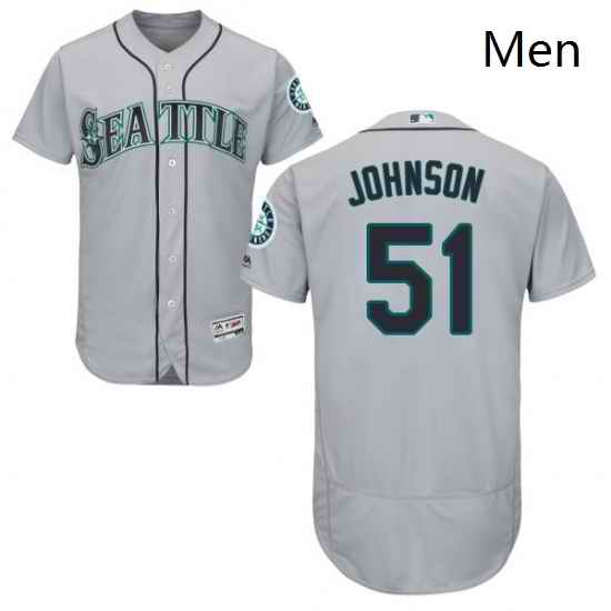 Mens Majestic Seattle Mariners 51 Randy Johnson Grey Road Flex Base Authentic Collection MLB Jersey